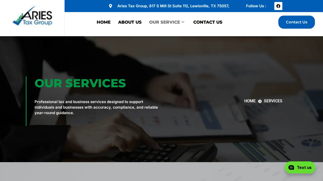 Aries Tax Group LLC page