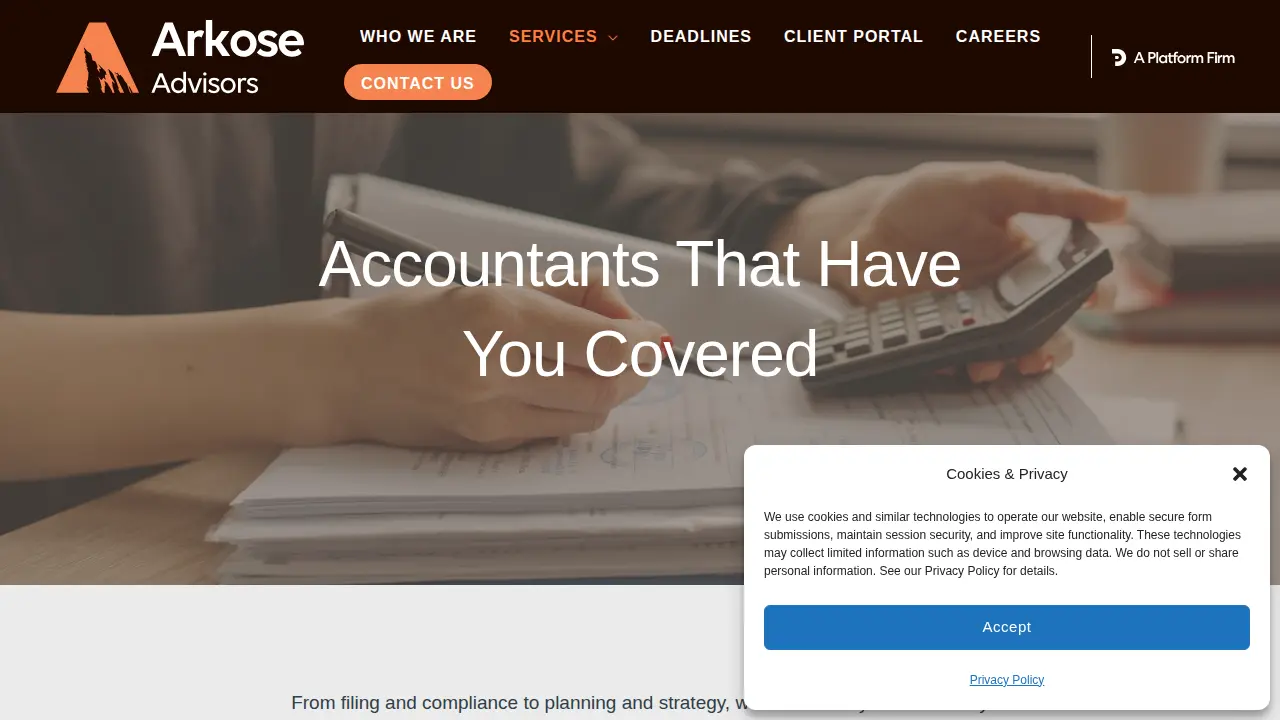 Arkose Tax & Consulting page