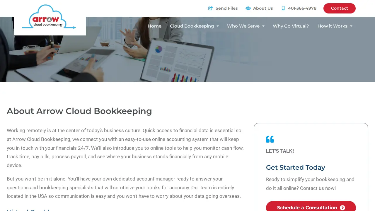 Arrow Cloud Bookkeeping page