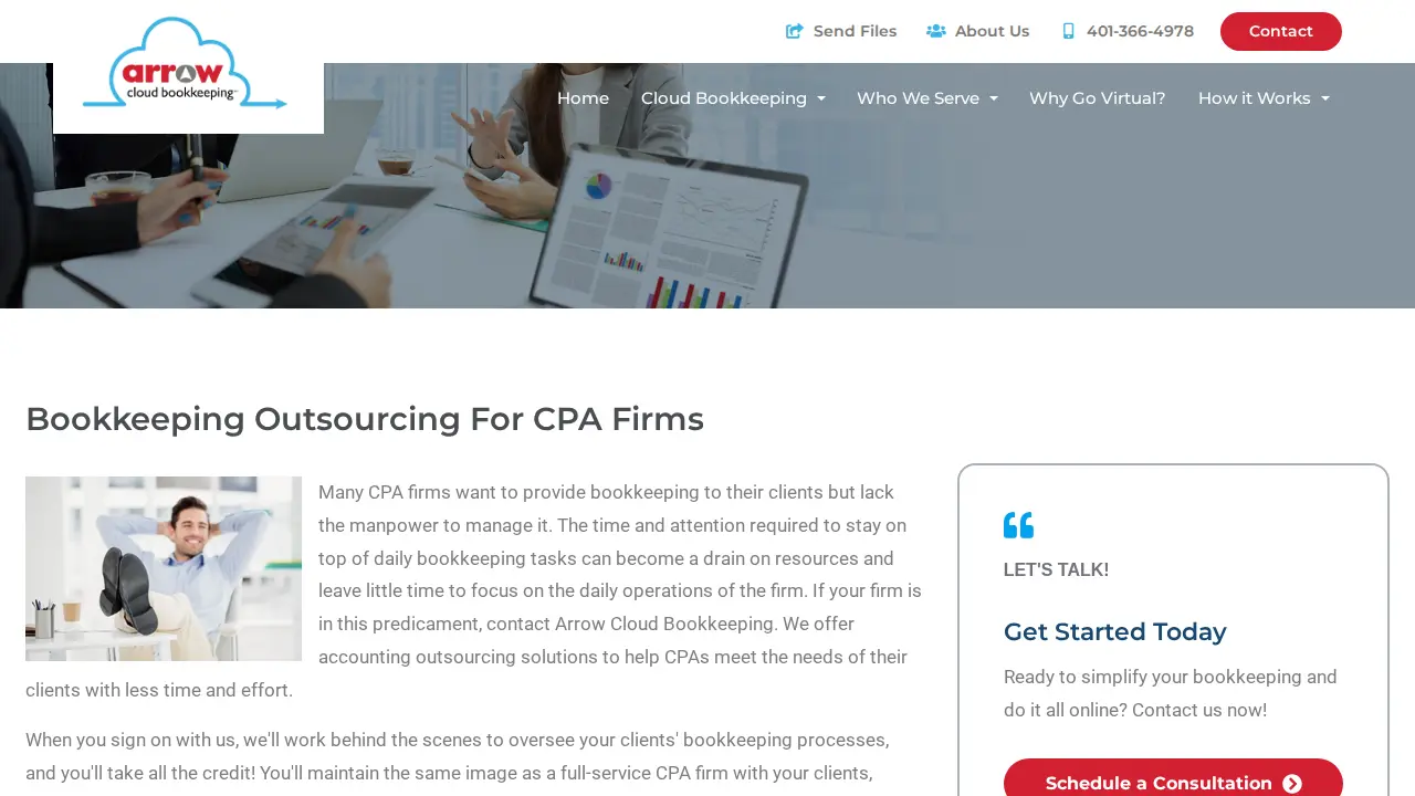Arrow Cloud Bookkeeping page