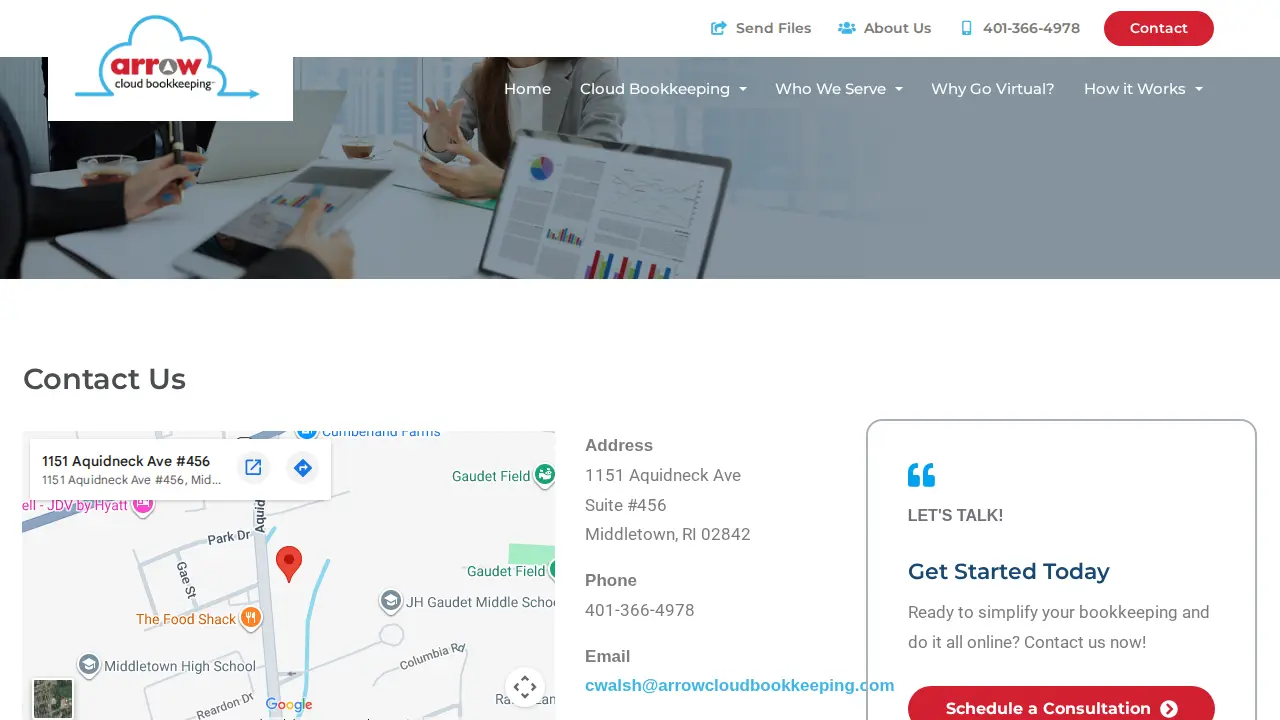 Arrow Cloud Bookkeeping page