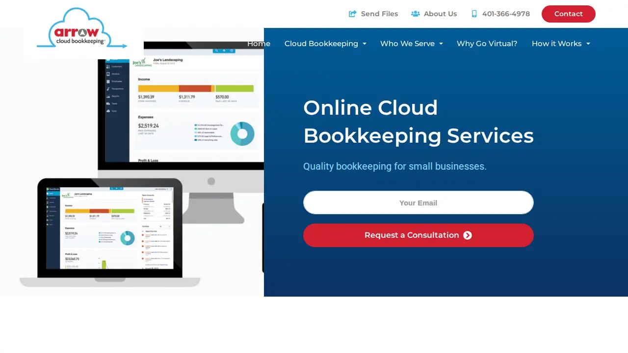 Arrow Cloud Bookkeeping page