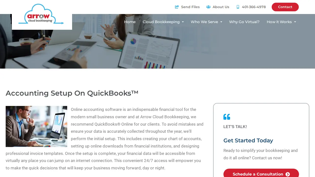 Arrow Cloud Bookkeeping page