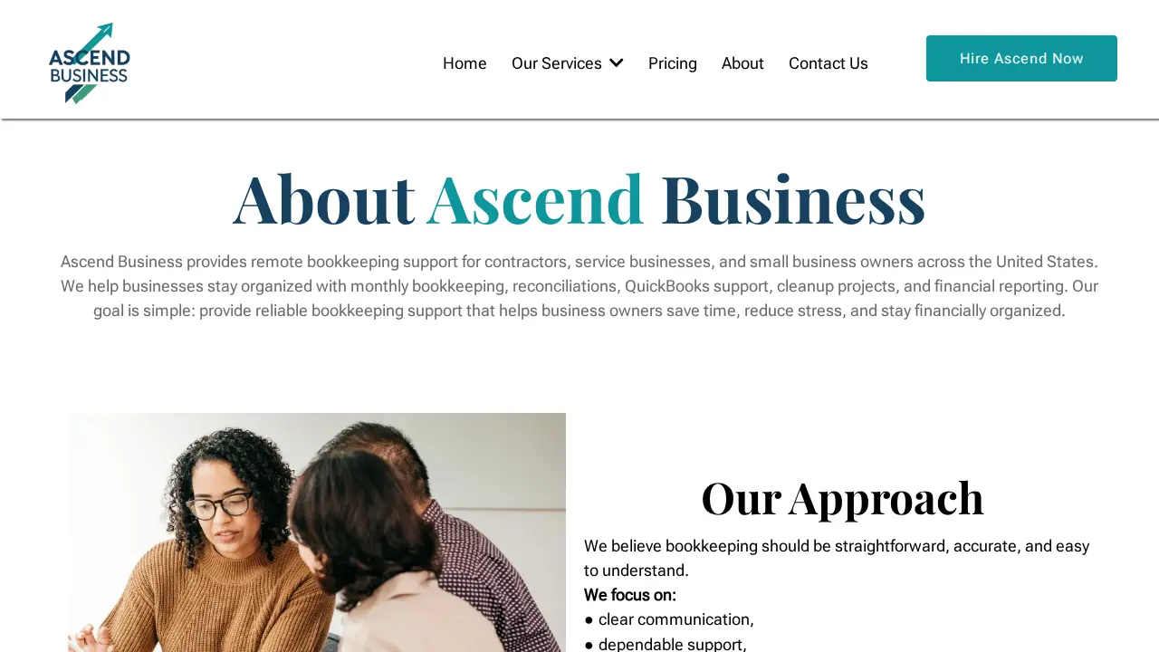 Ascend Business Accountants page