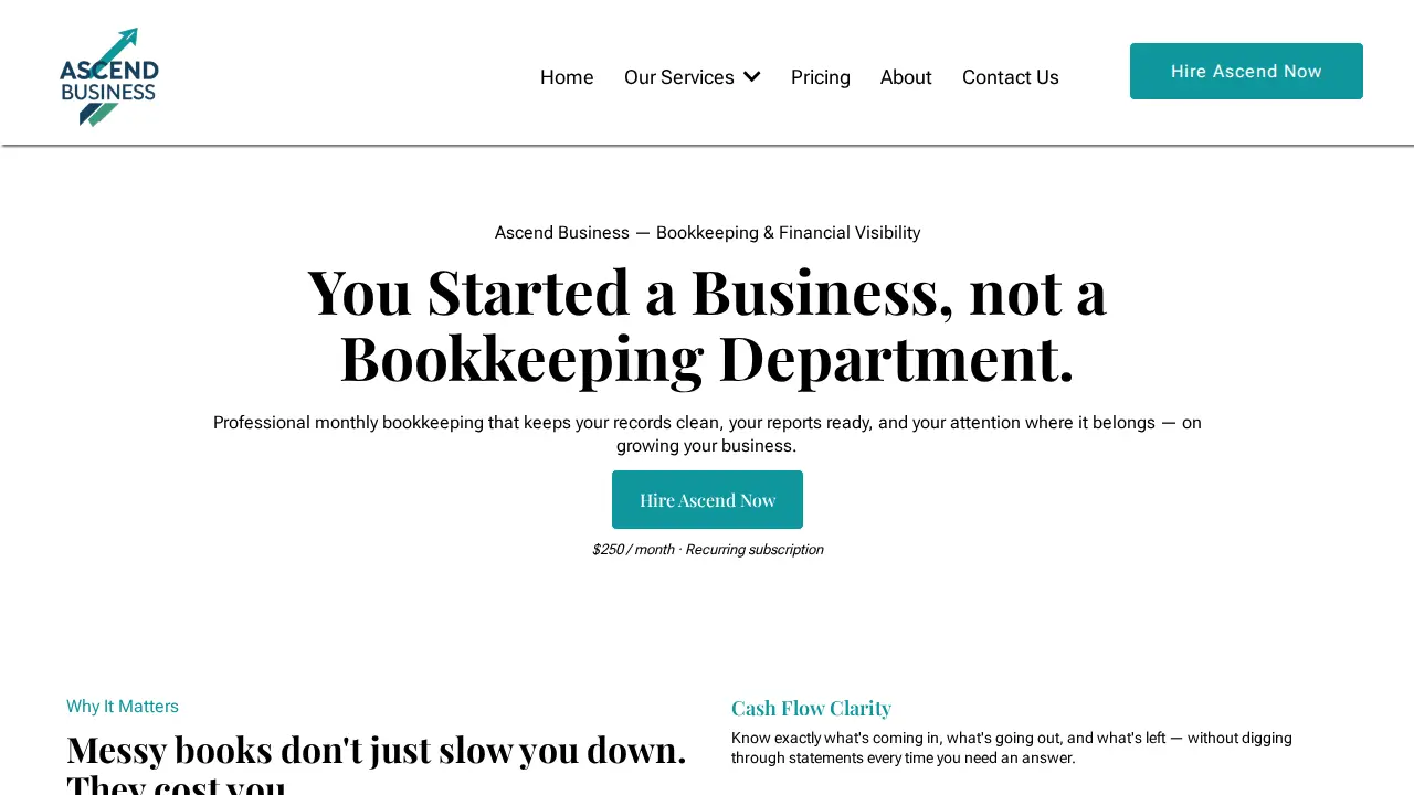 Ascend Business Accountants page