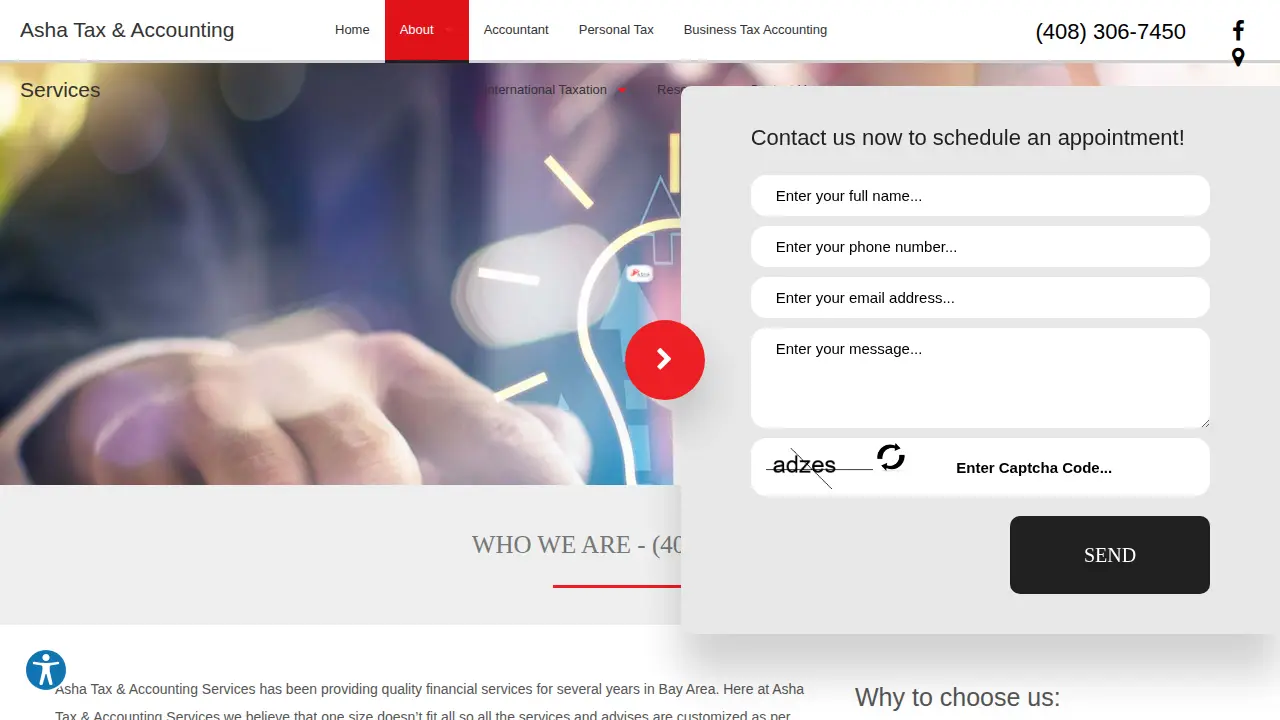 Asha Tax & Accounting Services page