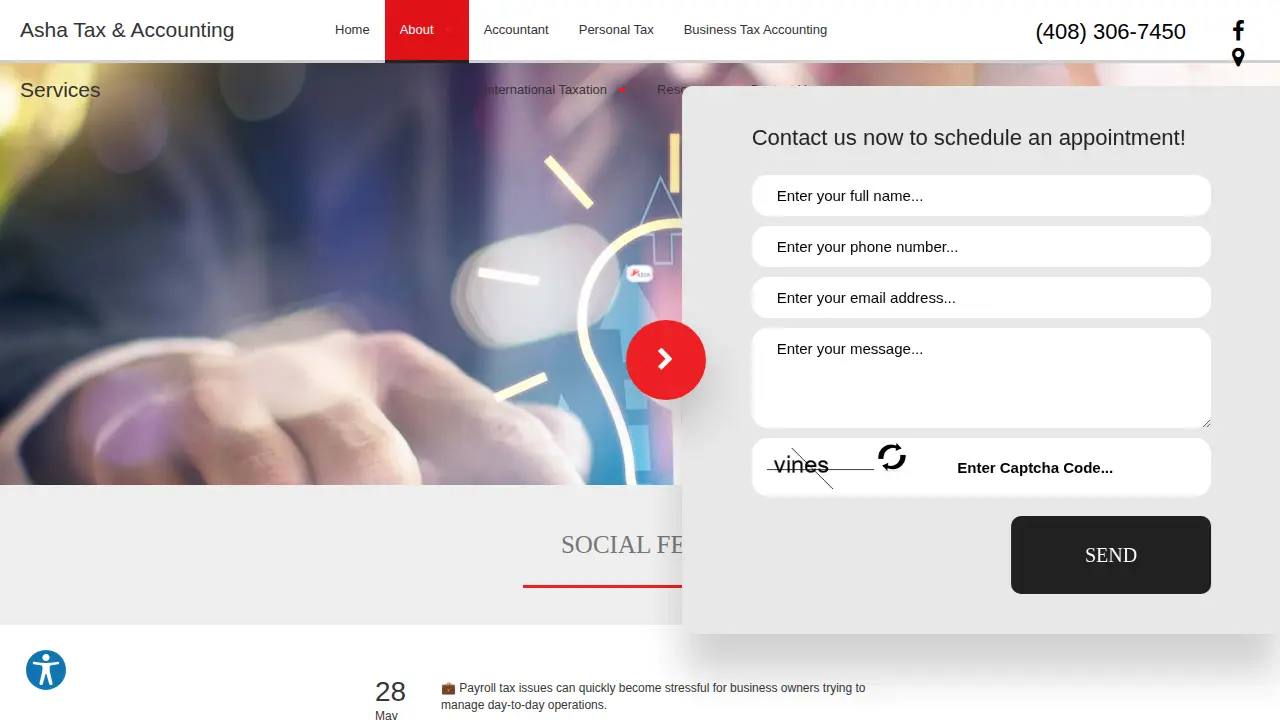 Asha Tax & Accounting Services page