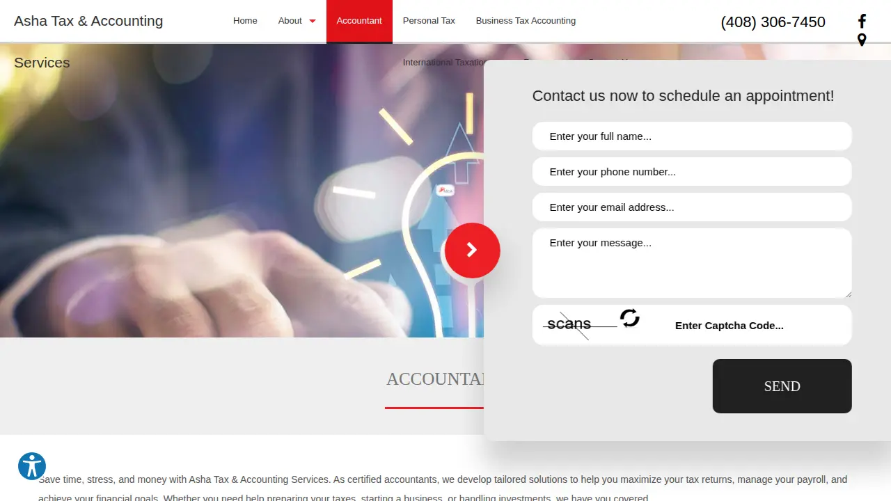 Asha Tax & Accounting Services page