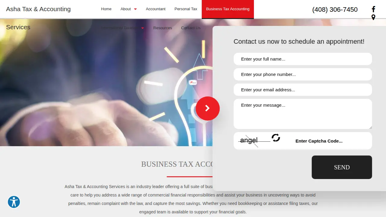 Asha Tax & Accounting Services page