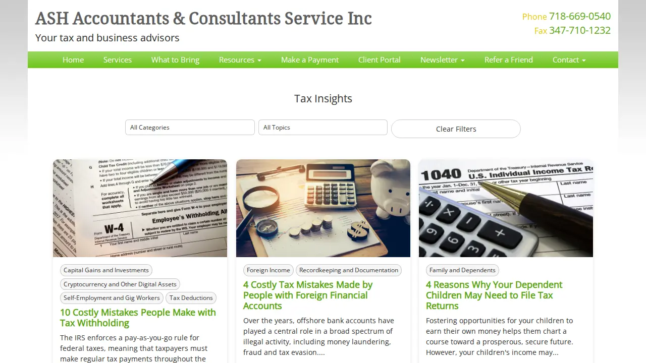 ASH Accountants & Consultants Service Inc. page