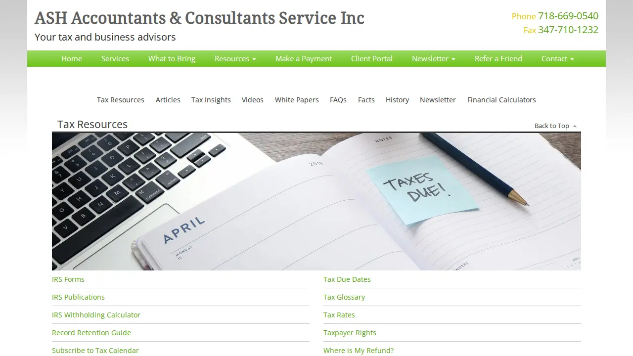 ASH Accountants & Consultants Service Inc. page