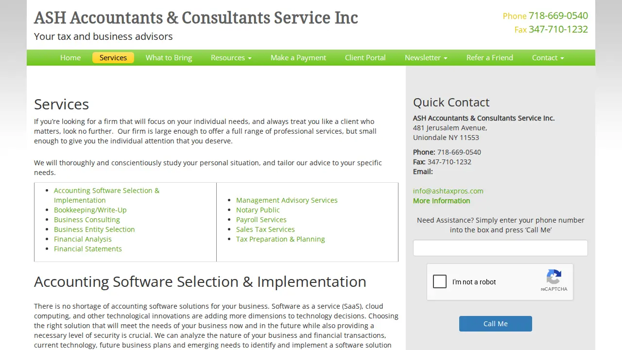 ASH Accountants & Consultants Service Inc. page