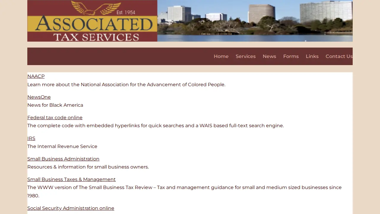Associated Tax Services page