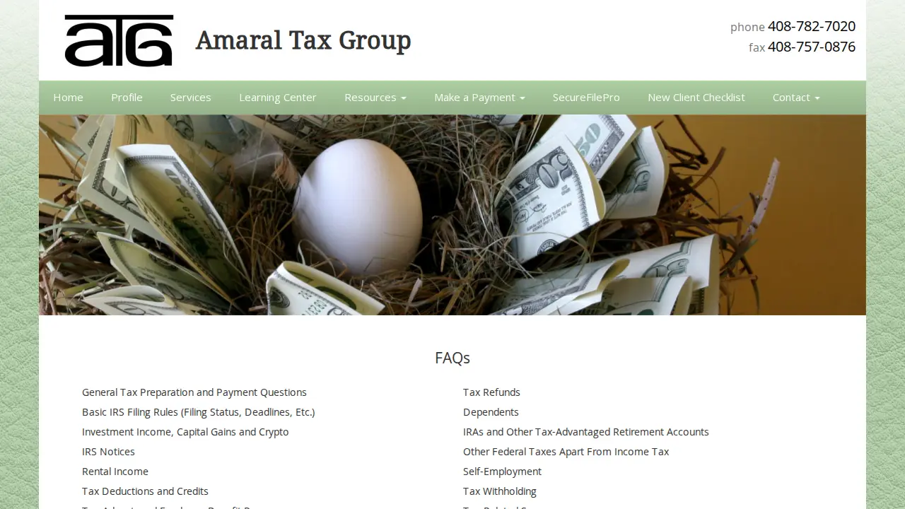 Amaral Tax Group page