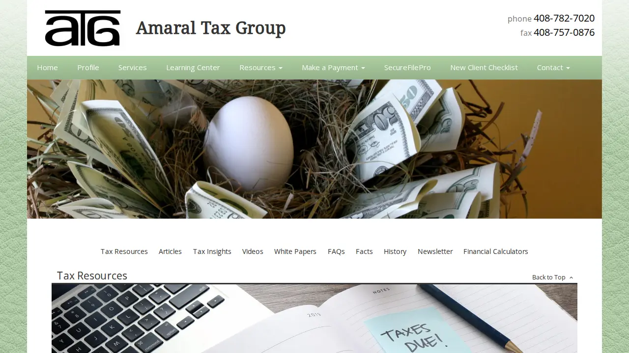 Amaral Tax Group page