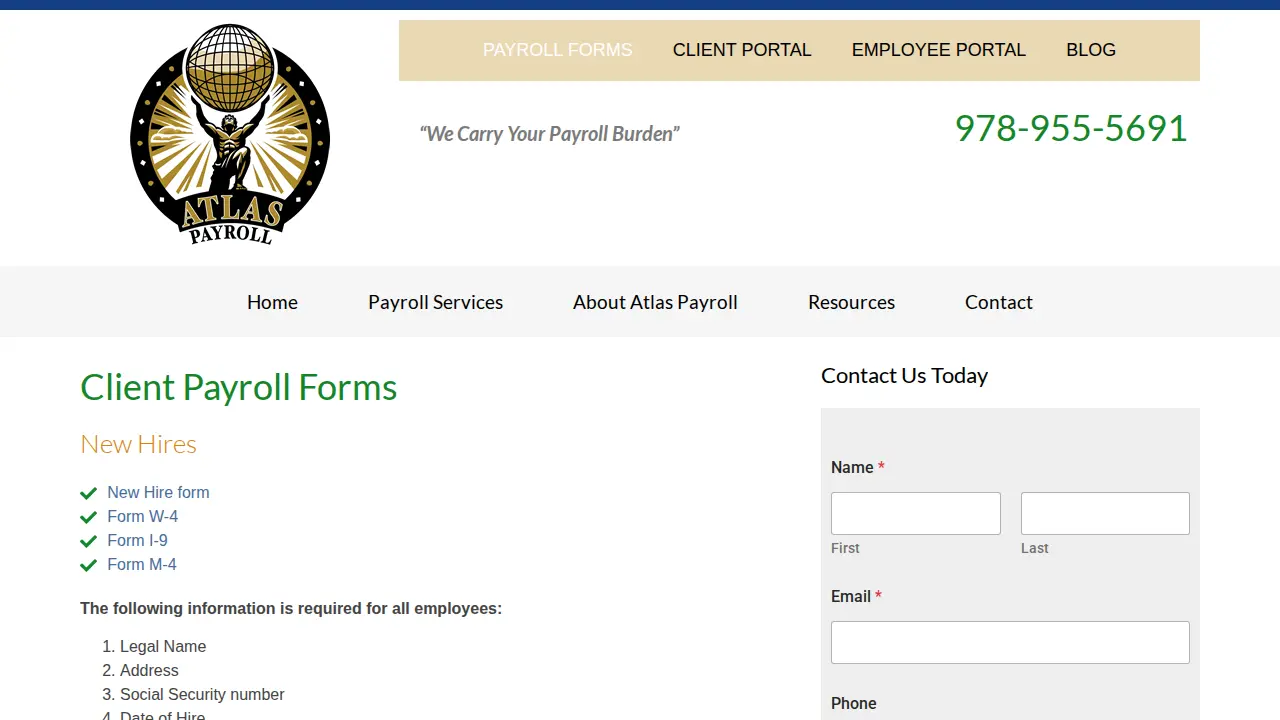 Atlas Payroll page