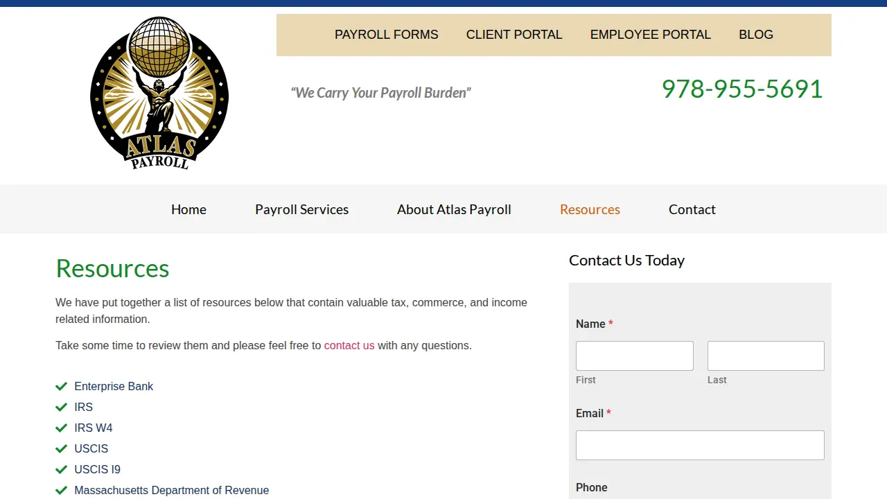 Atlas Payroll page