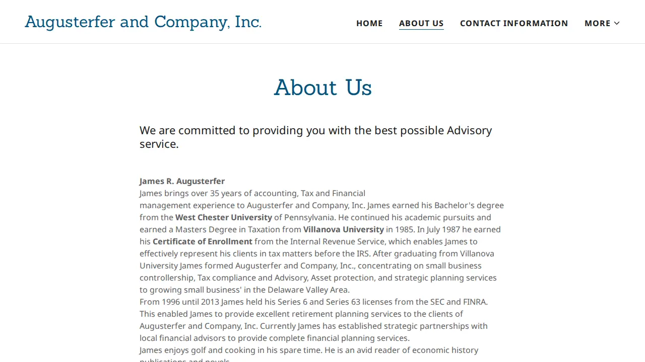 Augusterfer and Company, Inc. page