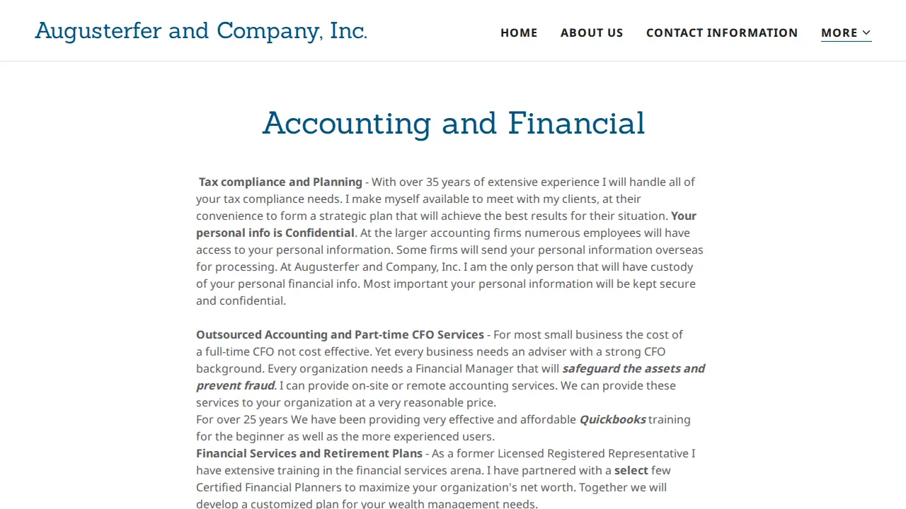 Augusterfer and Company, Inc. page