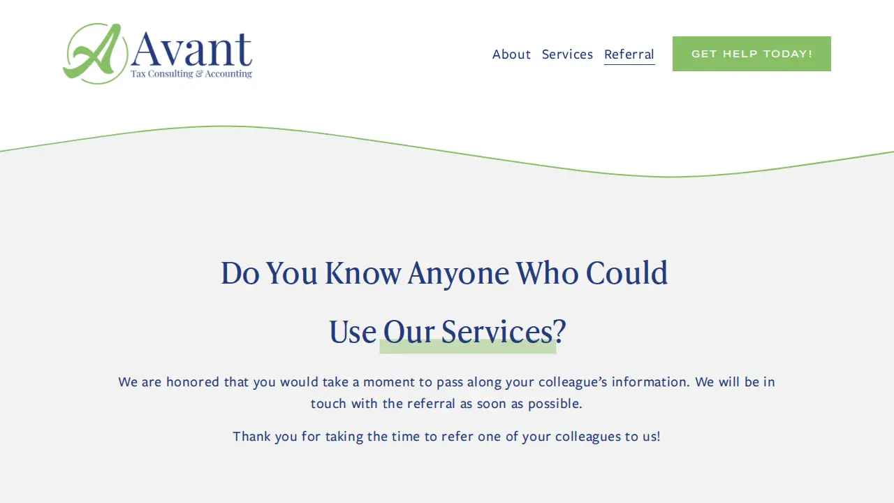 Avant Tax Consulting & Accounting page