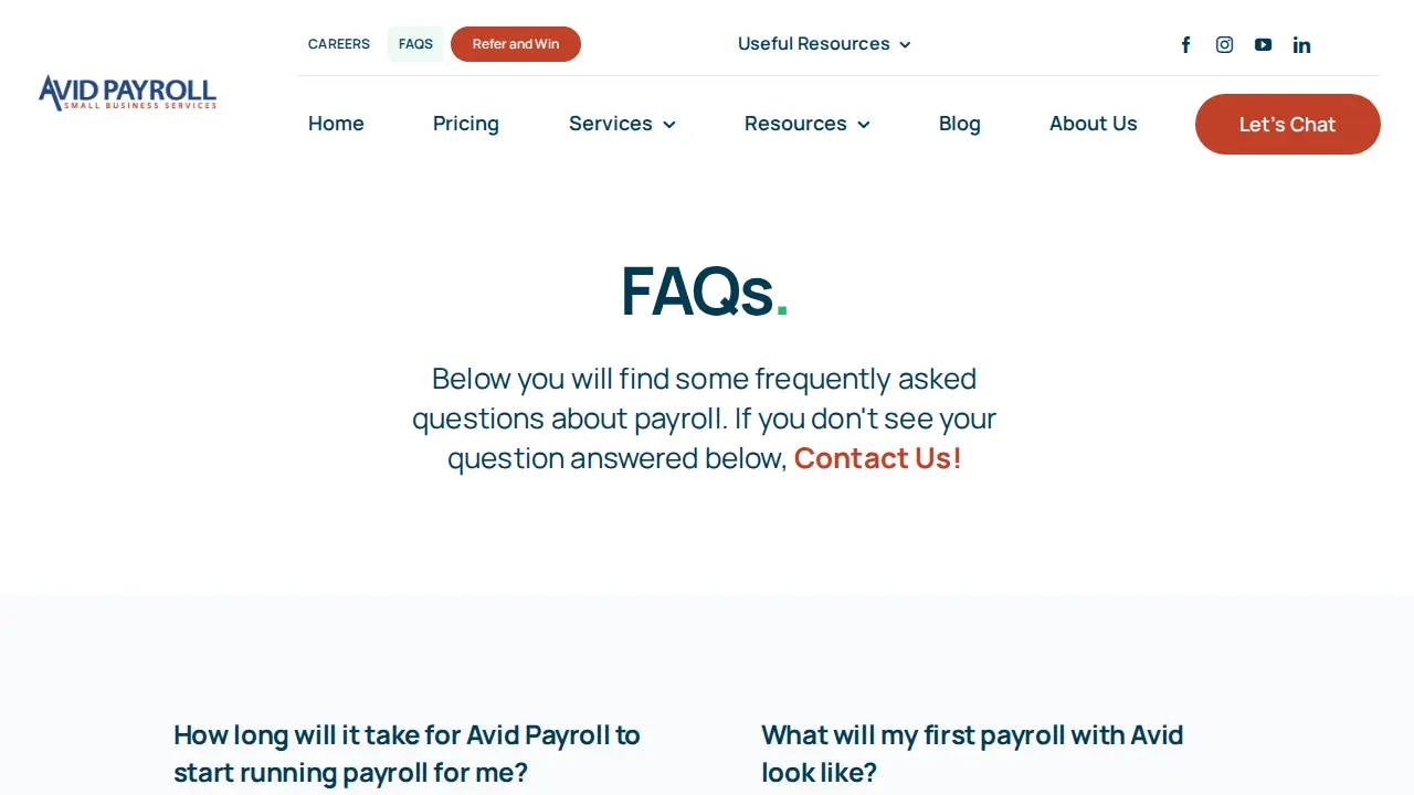 Avid Payroll page
