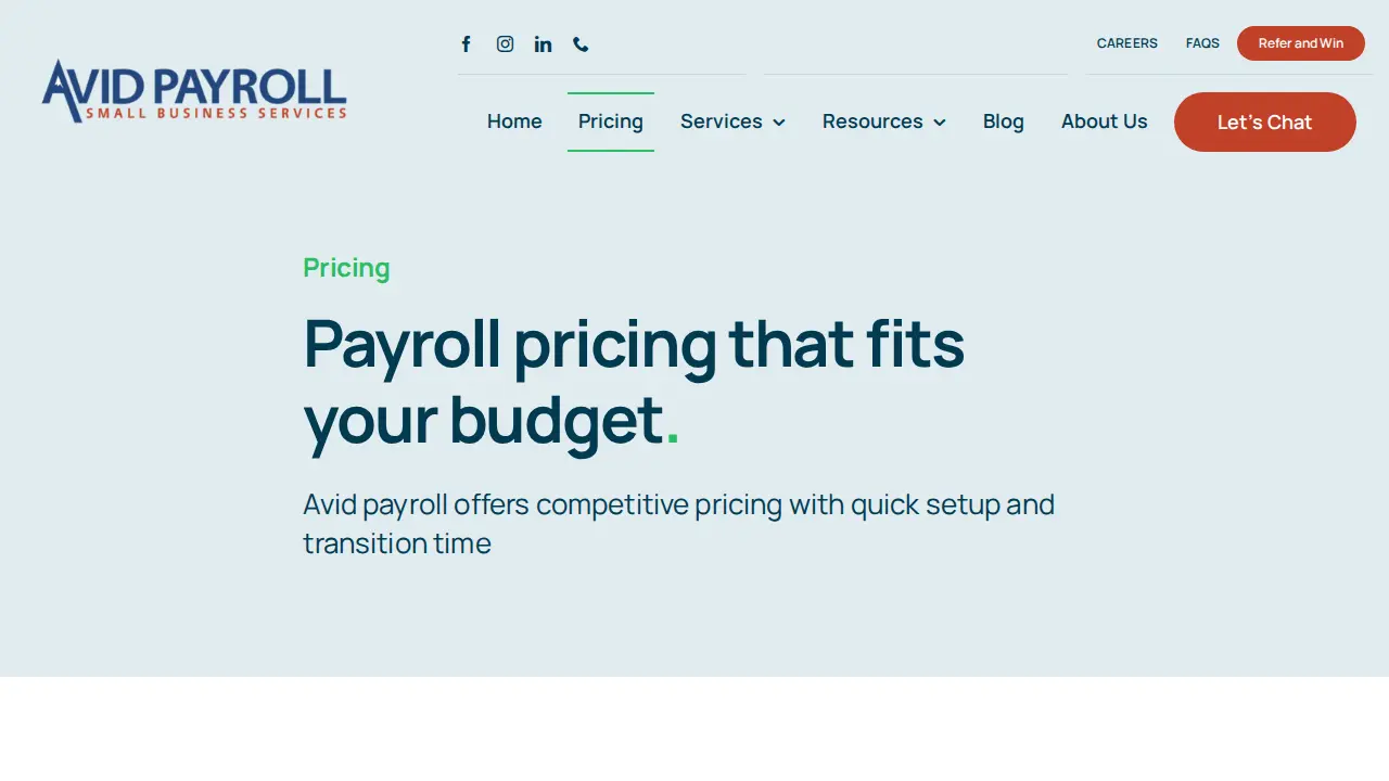 Avid Payroll page