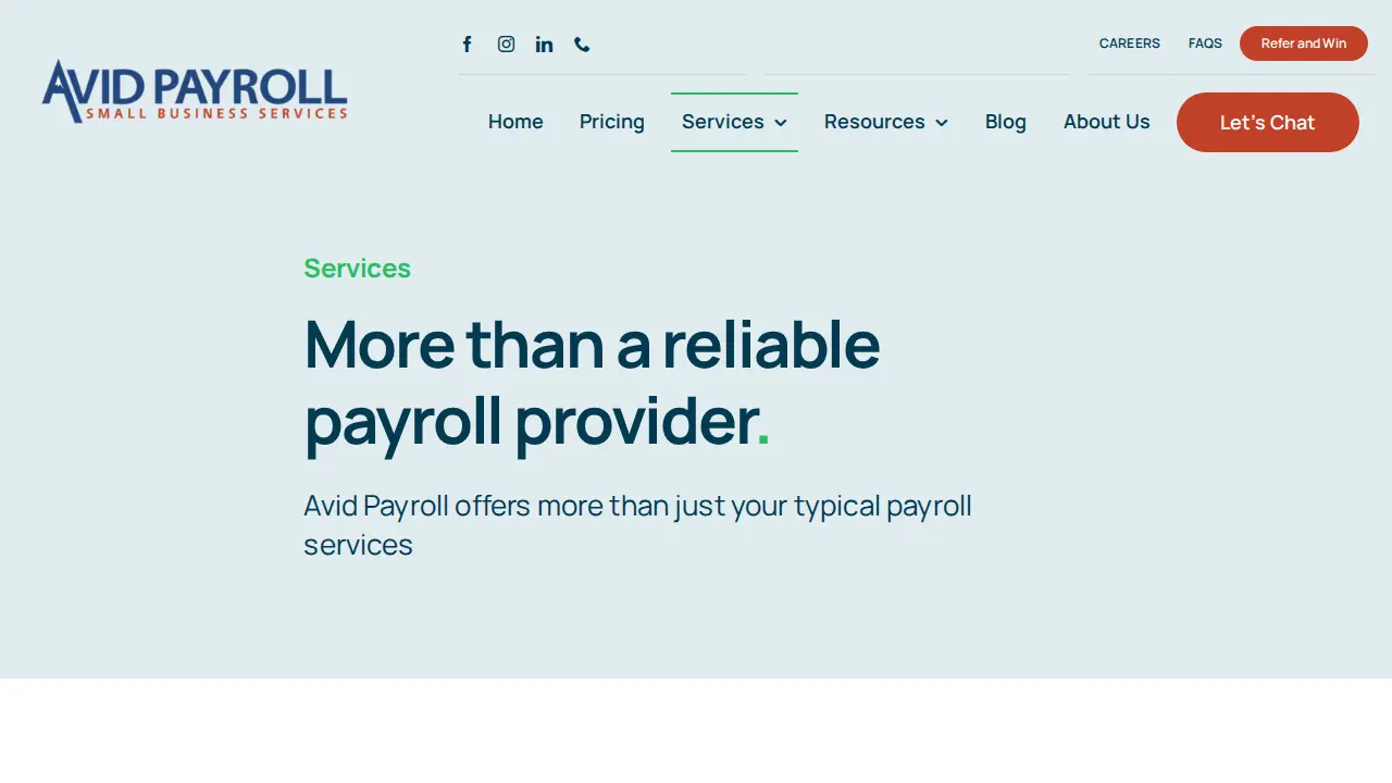Avid Payroll page
