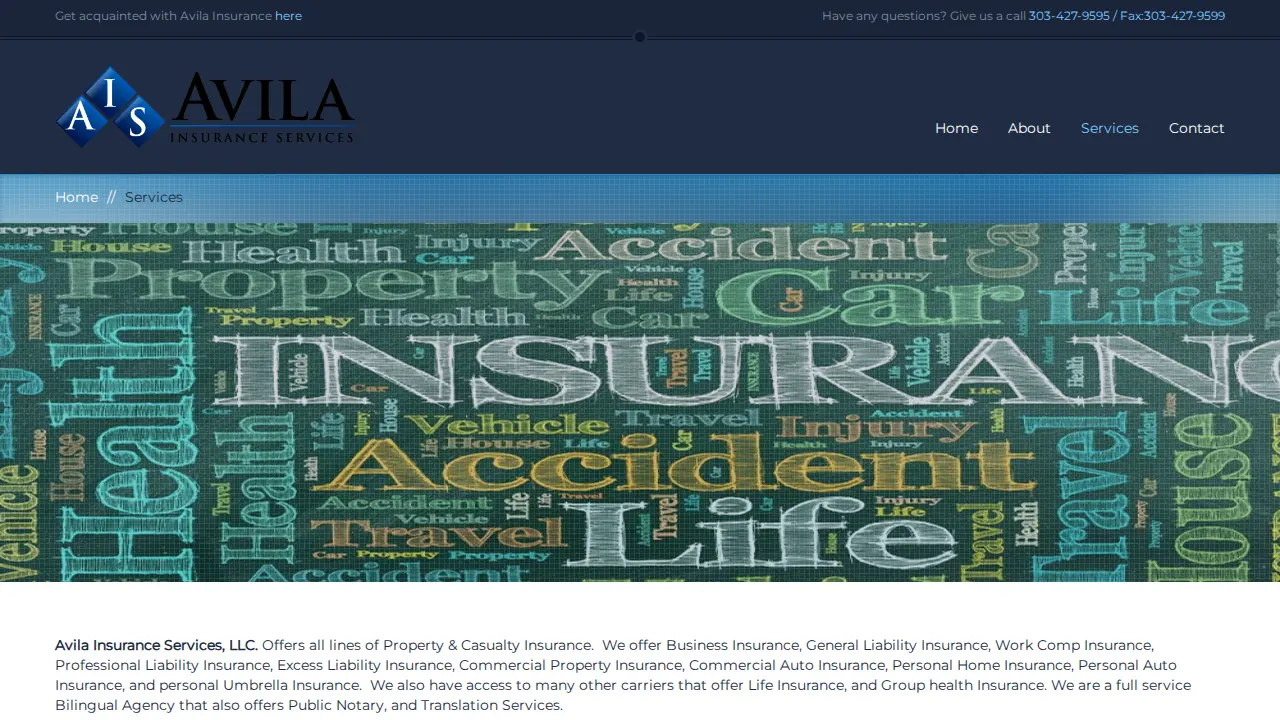 Avila Insurance Services page