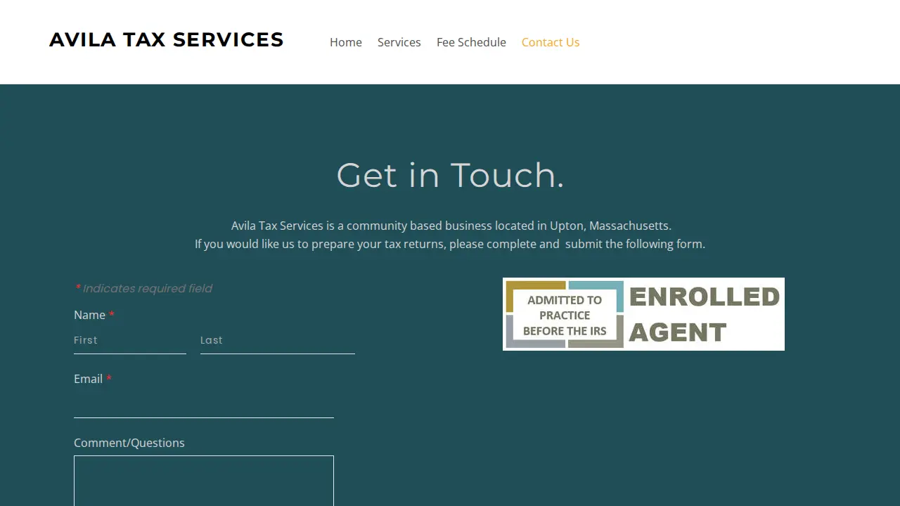 Avila Tax Services page