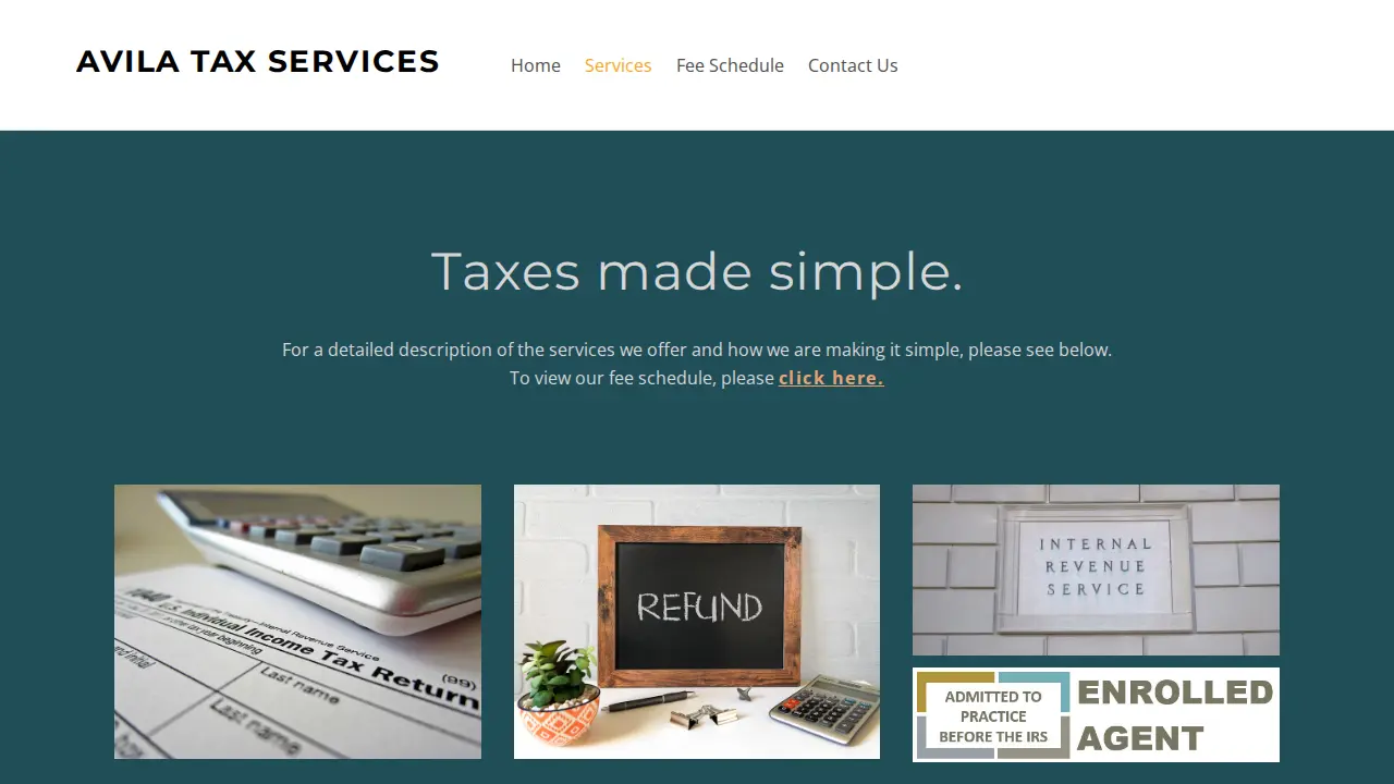 Avila Tax Services page