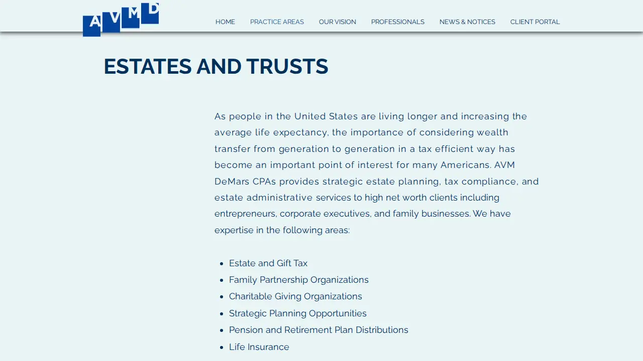 AVM DeMars CPAs, LLP page