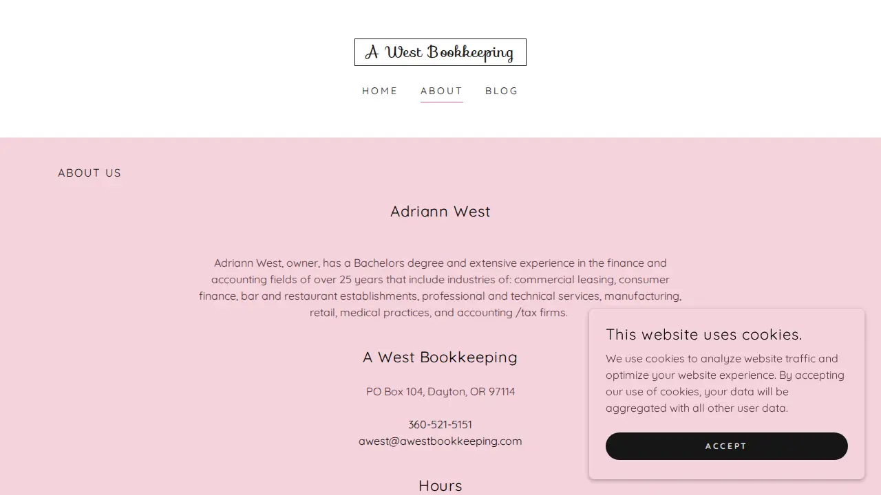 A West Bookkeeping page