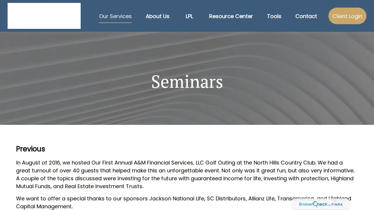 A & M Financial Services, LLC page