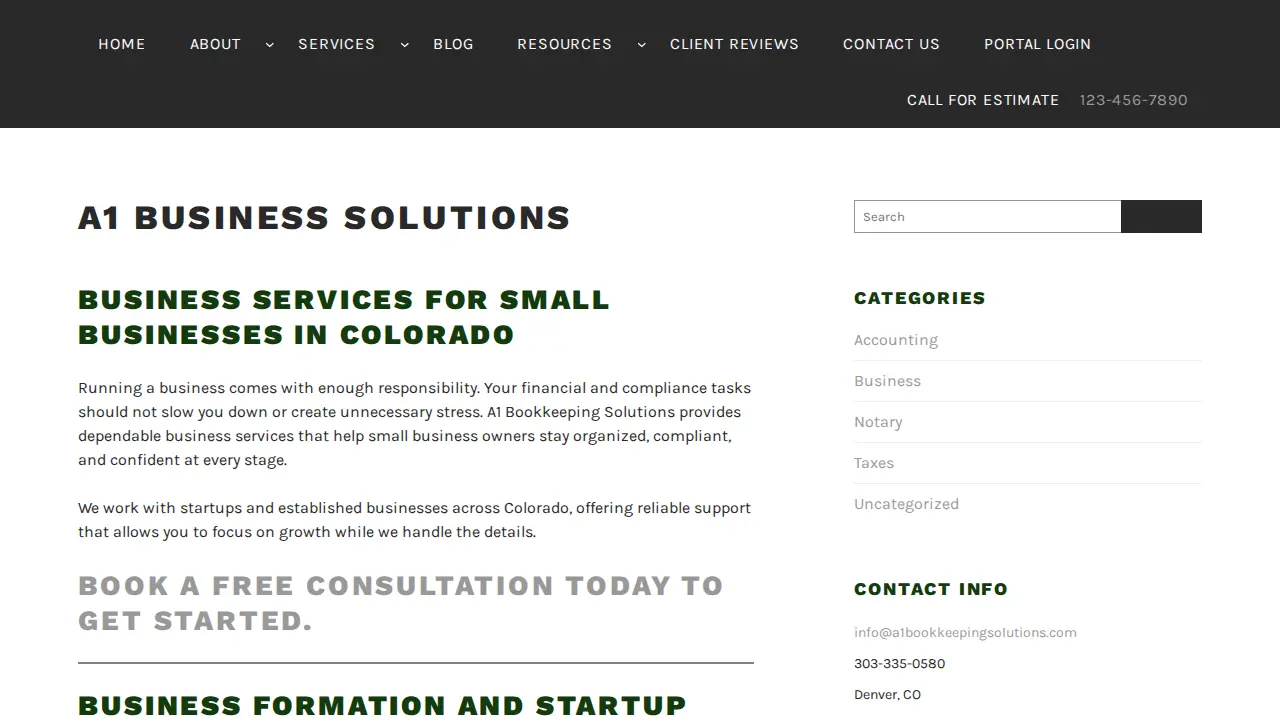 A1 Bookkeeping Solutions page