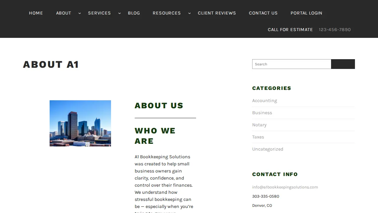 A1 Bookkeeping Solutions page