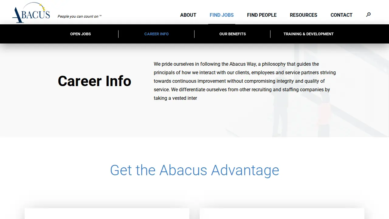 Abacus Staffing page