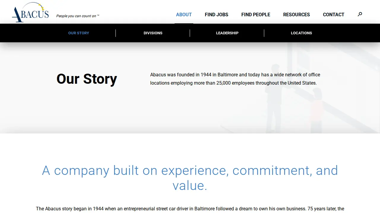 Abacus Staffing page