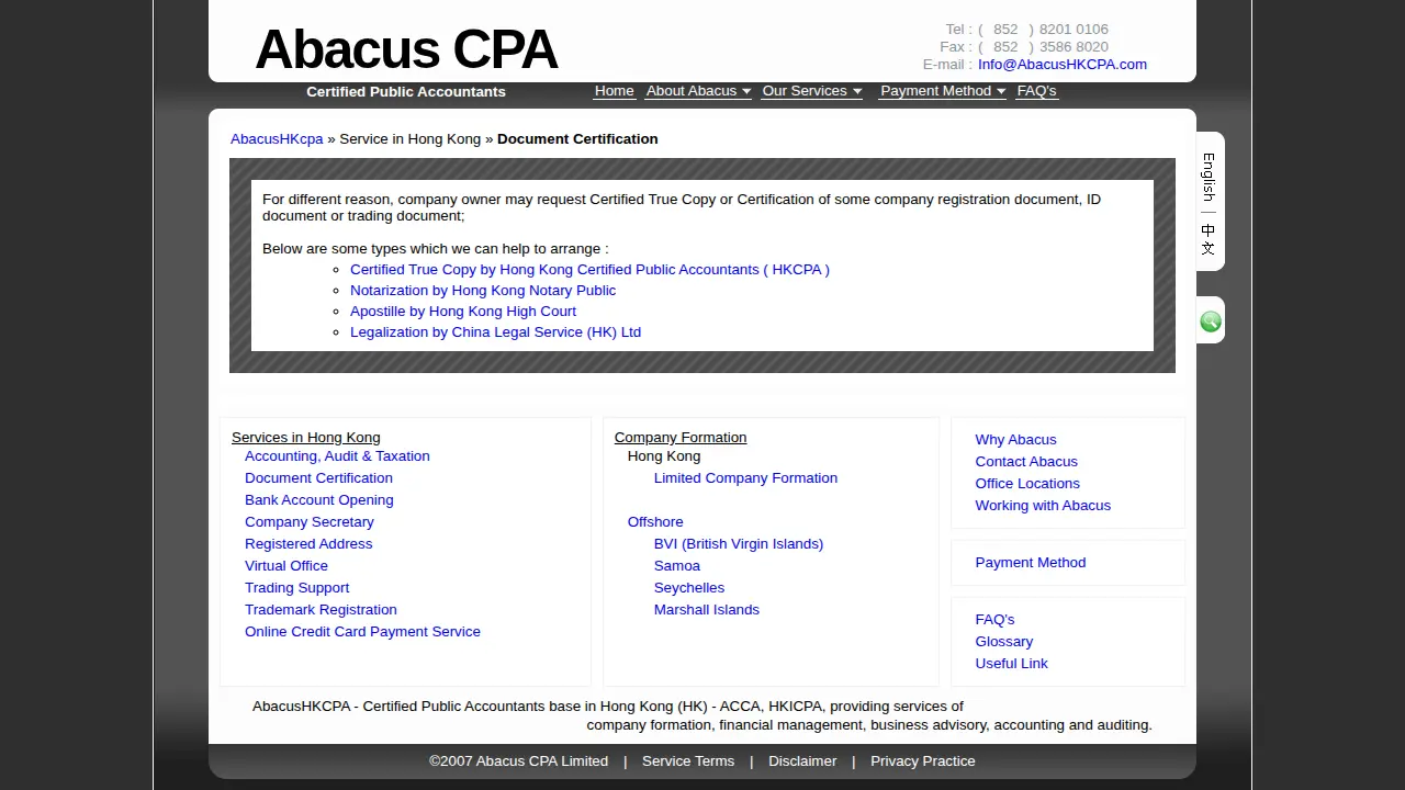 Abacus CPA Limited page