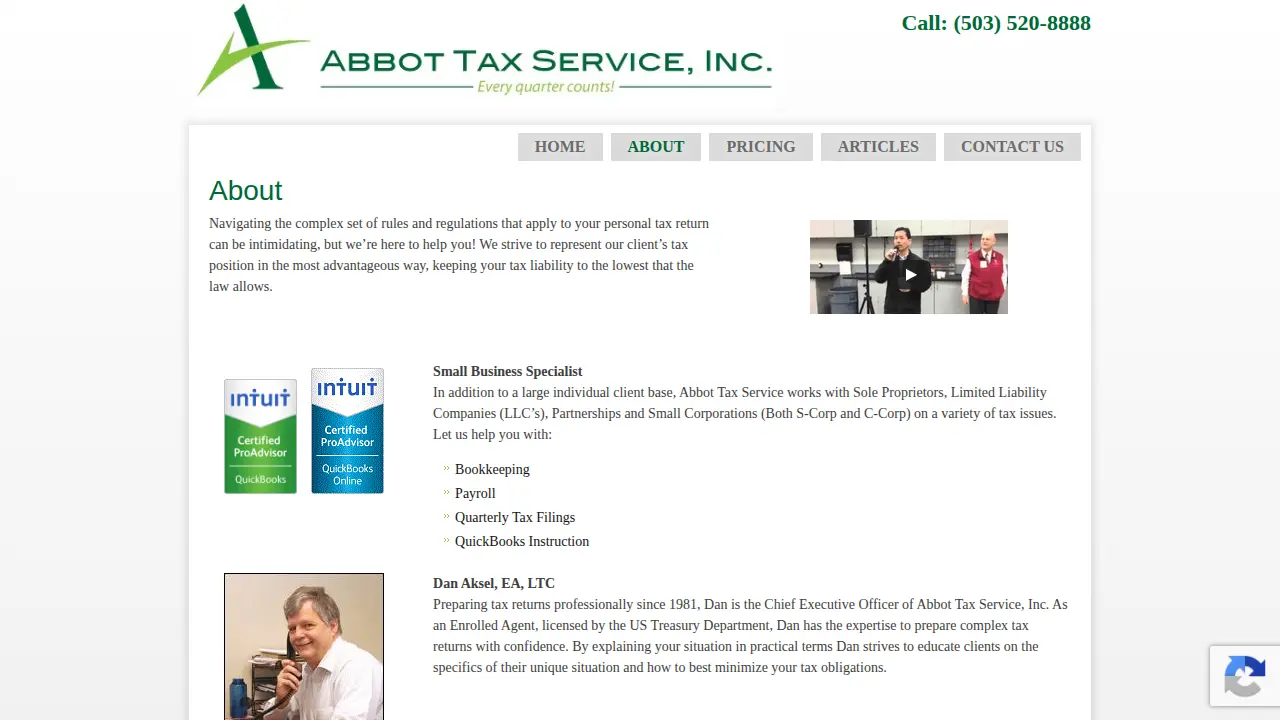 Abbot Tax Service page