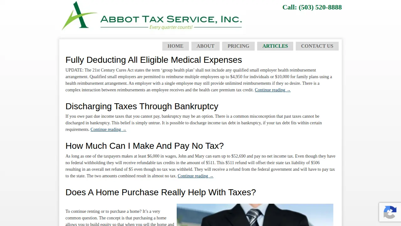 Abbot Tax Service page