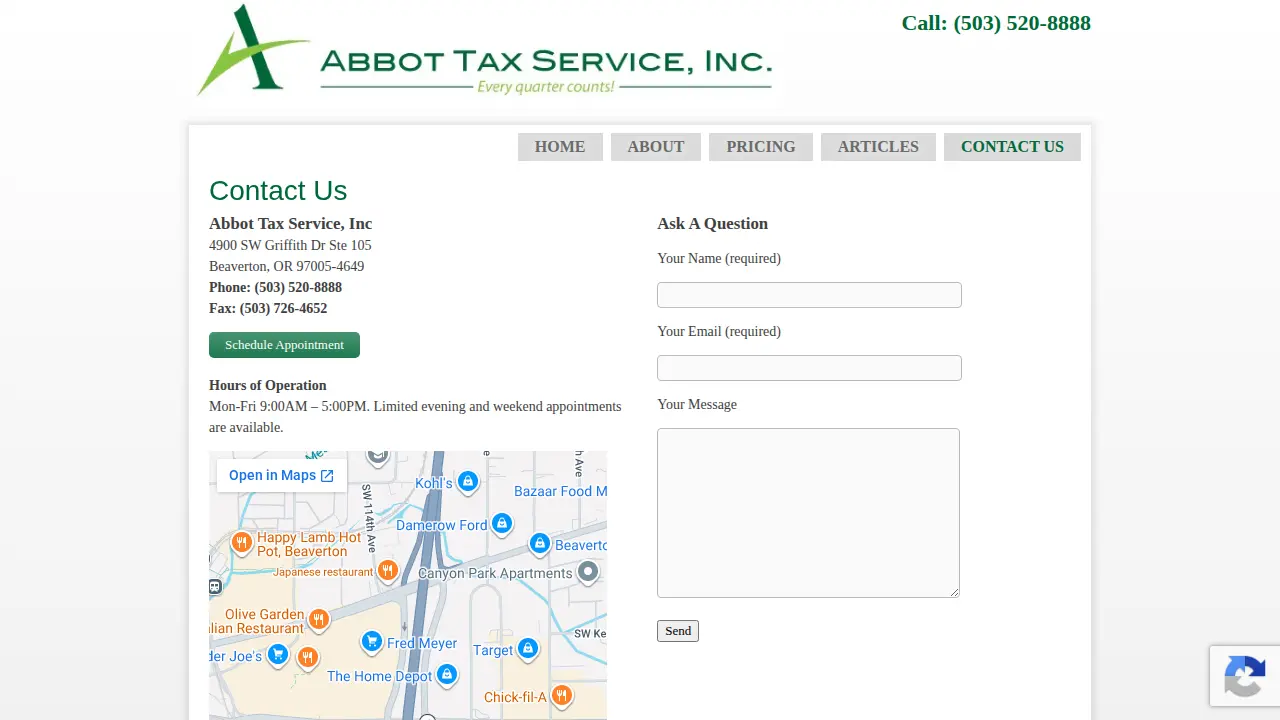 Abbot Tax Service page