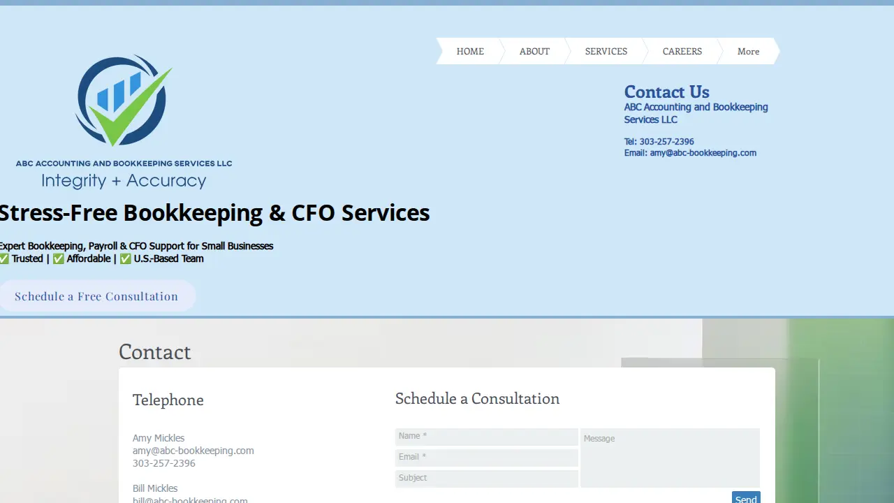 ABC Accounting and Bookkeeping Services page