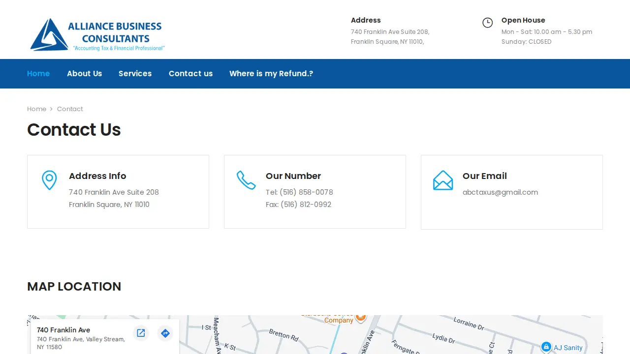 Alliance Business Consultants page