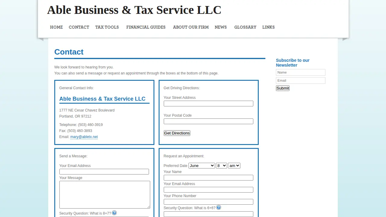 Able Business & Tax Services page