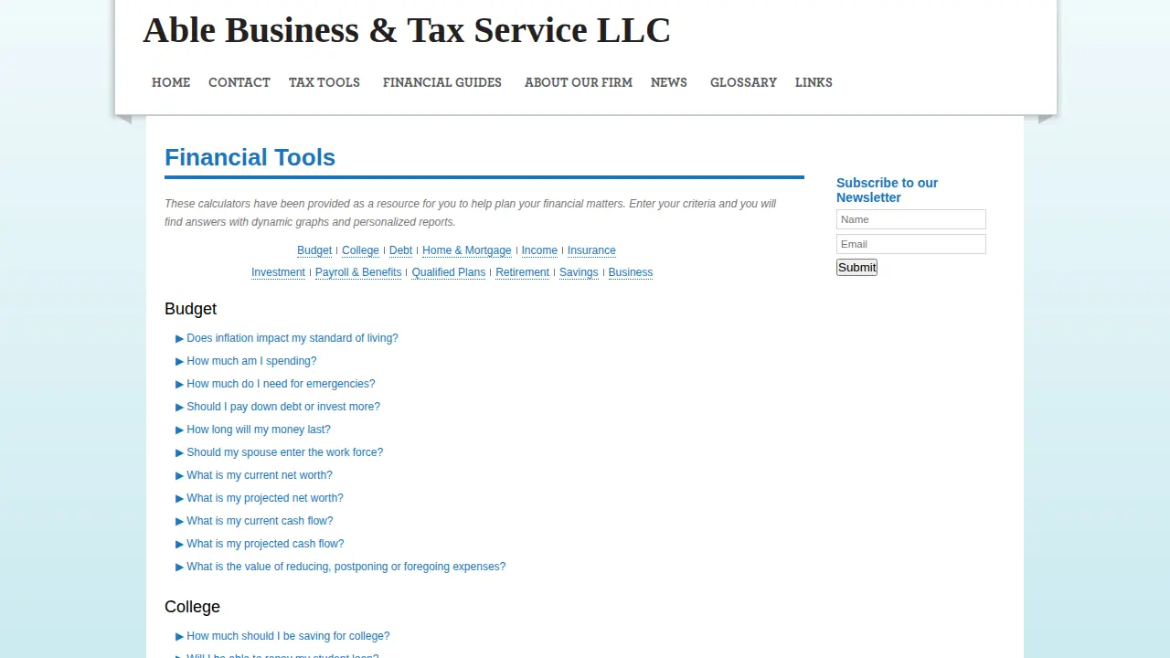 Able Business & Tax Services page