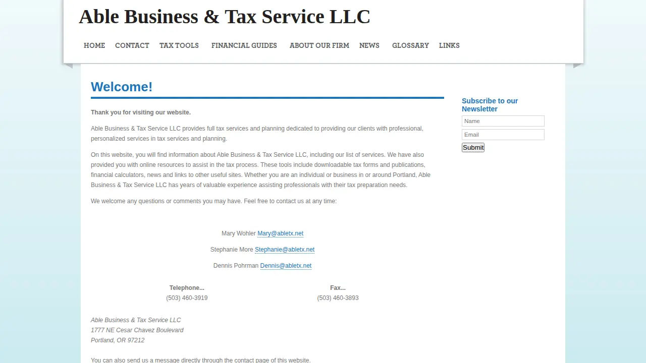 Able Business & Tax Services page