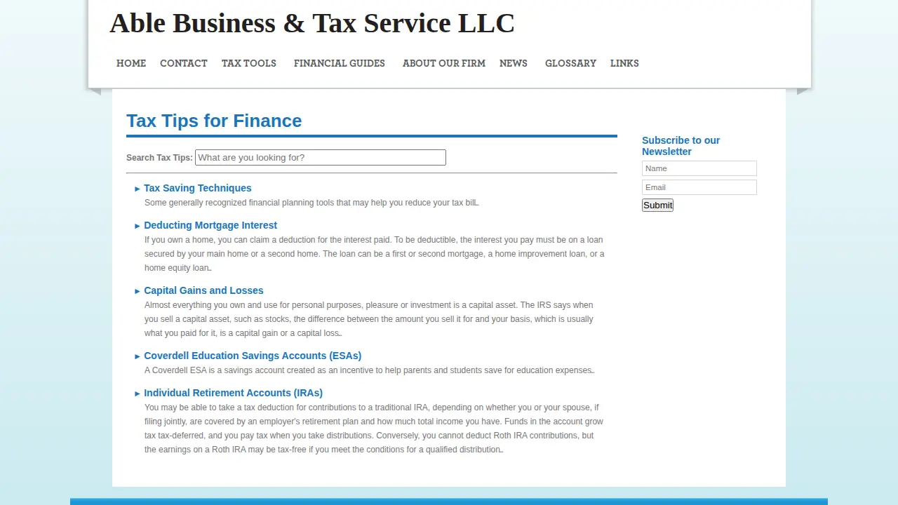 Able Business & Tax Services page