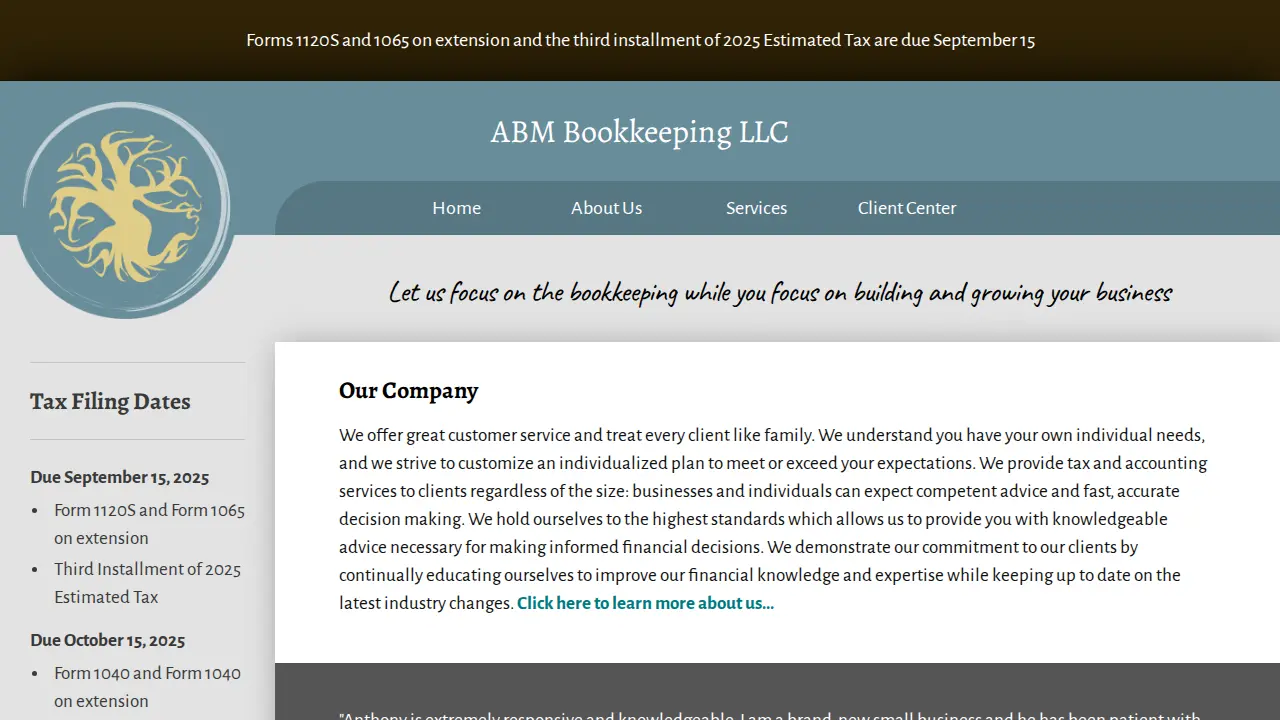 ABM Bookkeeping LLC website