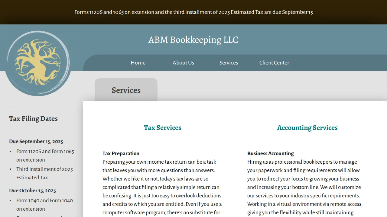 ABM Bookkeeping LLC page