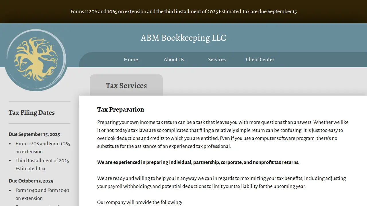ABM Bookkeeping LLC page